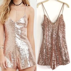 Forever 21 Pink Sequin Romper      size M